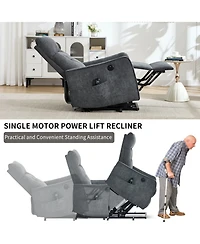 Boyel Living Chenille Power Lift Recliner Chair 155° Recliner with Massage Heat Usb for Indoor Elderly