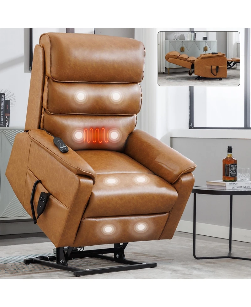 Boyel Living Dual Motor Power Lift Recliner Chair with Power-Remote Heat Massage and Heavy Duty Motion Mechanism