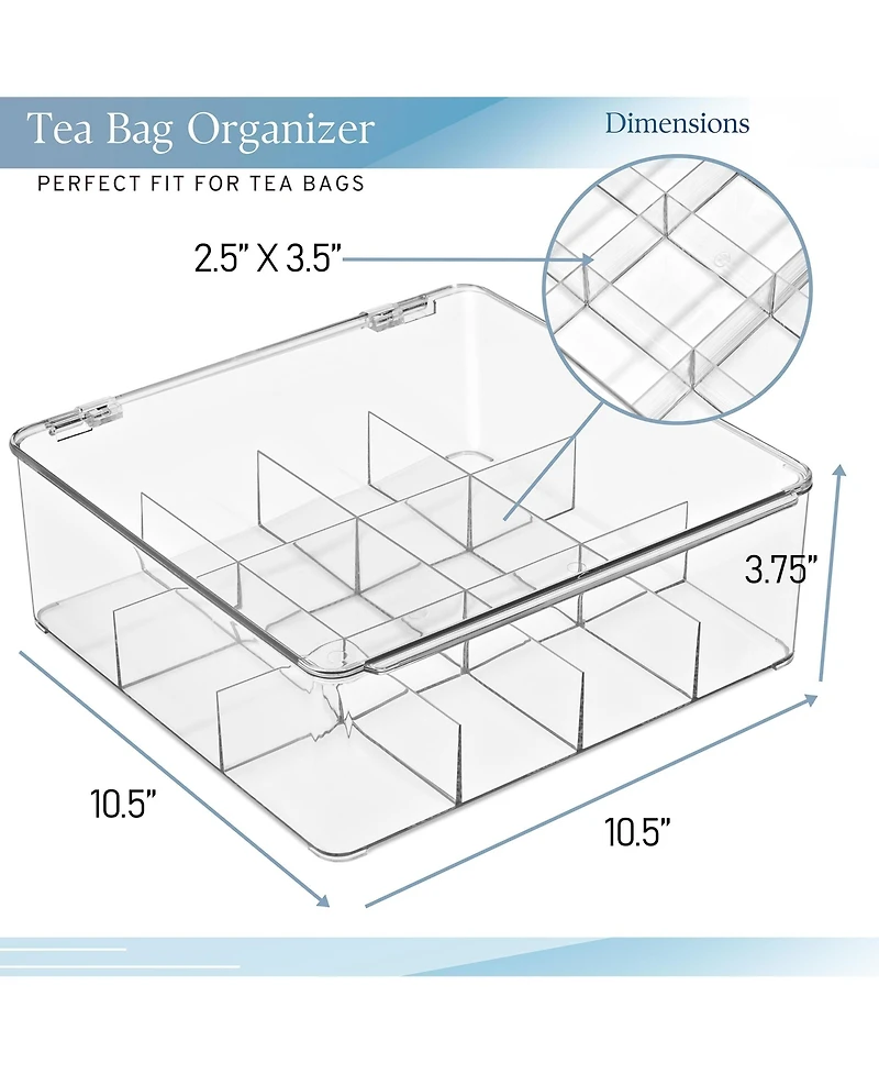 Sorbus 2 Pack 12 Compartments Tea Bag Organizer - Stores Tea Bags, Drink Packets, Condiments, and More