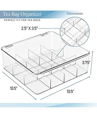 Sorbus 2 Pack 12 Compartments Tea Bag Organizer - Stores Tea Bags, Drink Packets, Condiments, and More