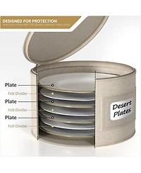 Sorbus China Storage Containers – Dinnerware Organizer for Dessert Plates with Lid (Holds Service 12) Felt Protectors 7.25 x