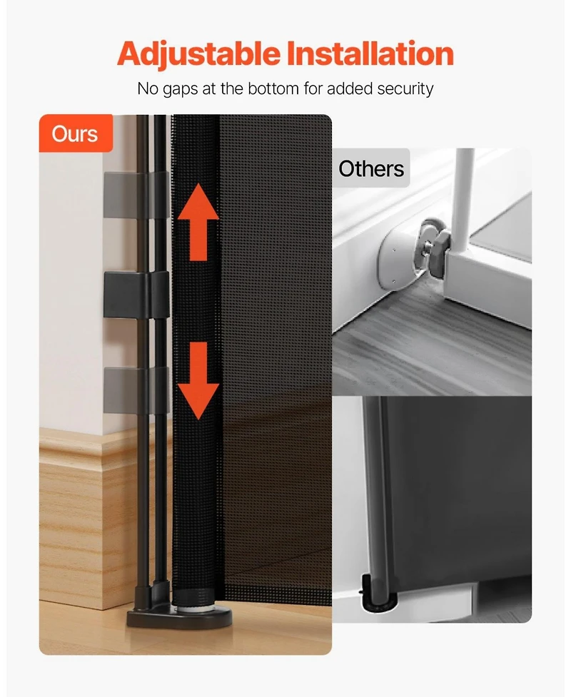 Cozito Retractable Baby Gate, 34 in Tall, Extends up to 110 in Wide, Mesh Safety Gate for Kids/Pets, Easy Install for Stairs & Doorways, Black