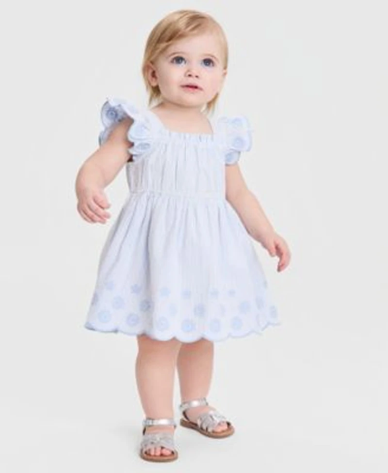 First Impressions Baby Girls Seersucker Dress Soft Sole Metallic Ballet Flats Macys Exclusive