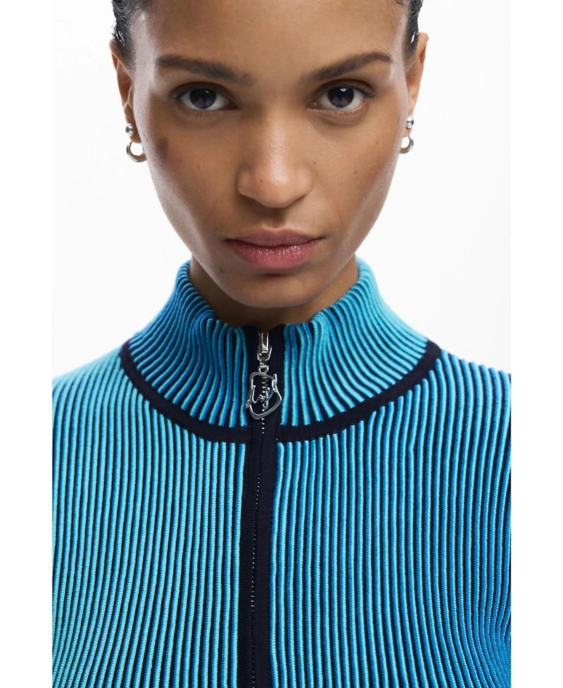 Desigual Women's High Neck Zipper Sweater