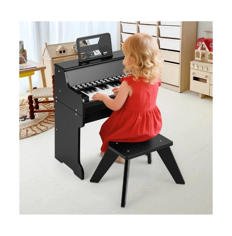 Hongge Kids Digital Piano Keyboard with Lighted Teaching Mode and Stool