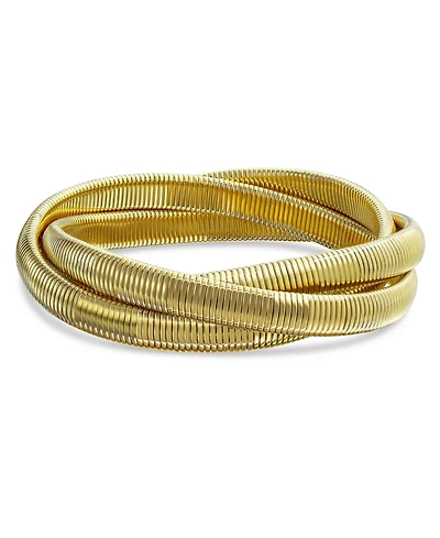 Bling Jewelry Serpenti Omega Cobra Bangle Interlocking Bracelet Gold Plated Large Wrist 8.5"