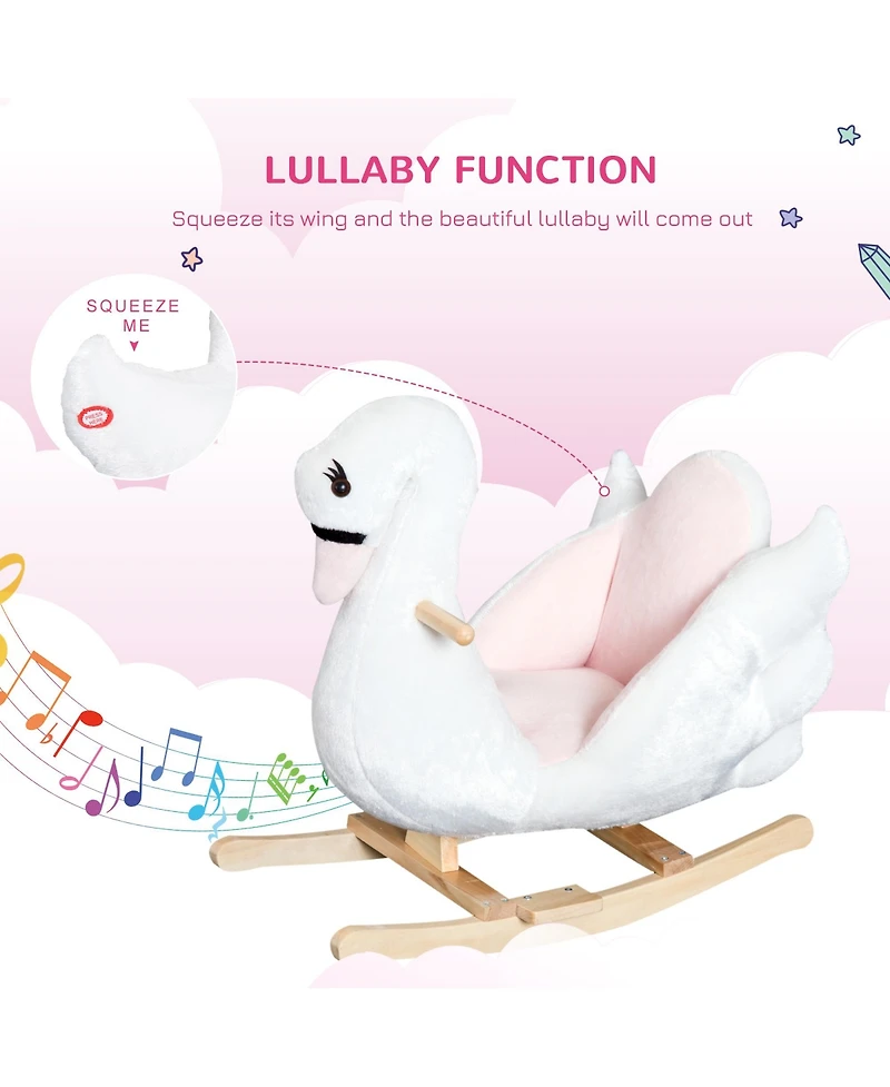 Qaba Baby Rocking Horse, Plush Animal Rocker w/ Realistic Sound, Pedals