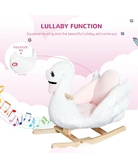 Qaba Baby Rocking Horse, Plush Animal Rocker w/ Realistic Sound, Pedals