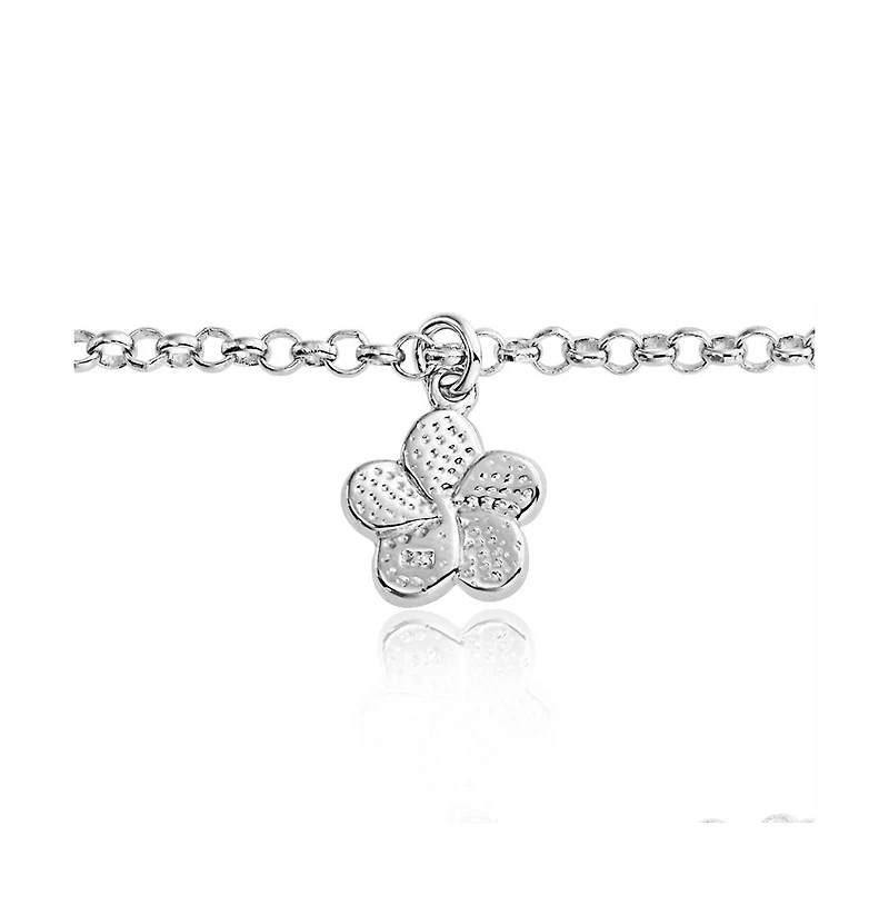 Bling Jewelry White Opal Plumeria Flower Anklet