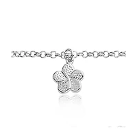 Bling Jewelry White Opal Plumeria Flower Anklet