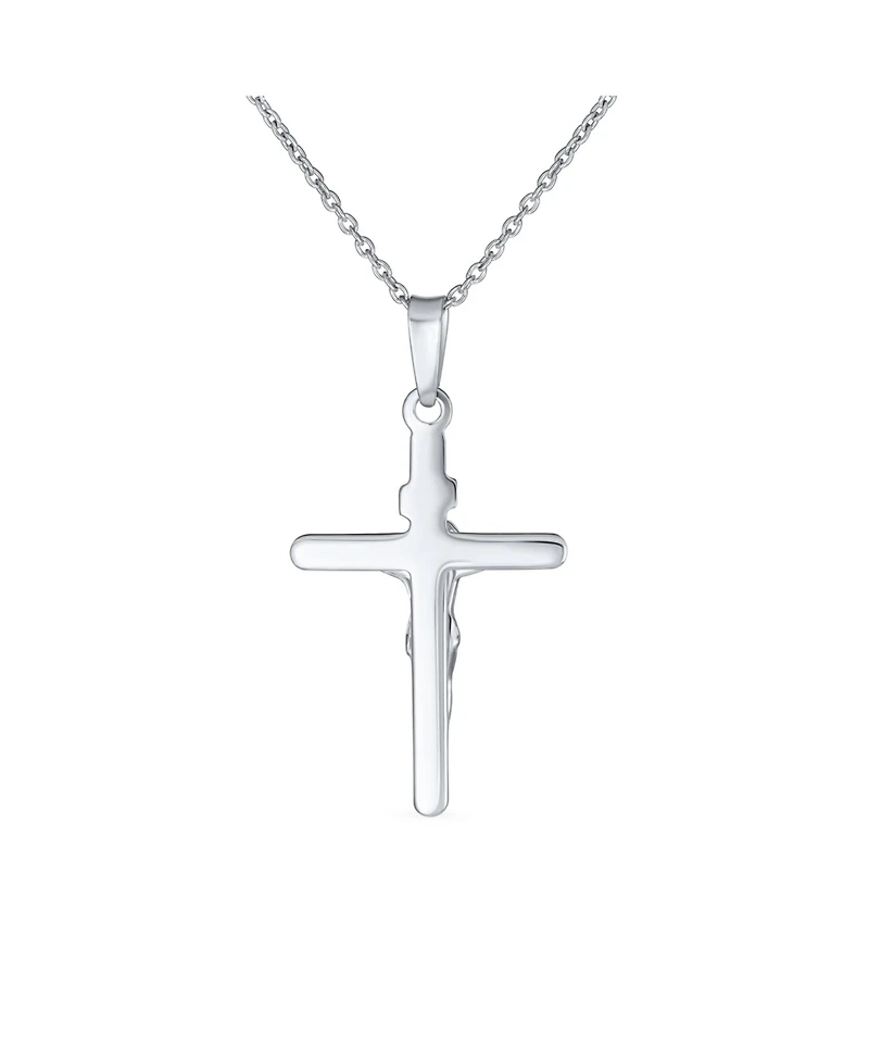 Bling Jewelry Religious Inri Jesus Crucifix Cross Necklace Pendant Sterling Silver 18 Inch