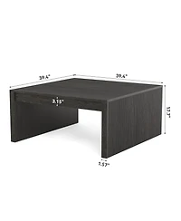 Tribesigns Square Coffee Table, 39.4-Inch Fluted Coffee Tables, Mid-Century Modern Center Cocktail Table, Black