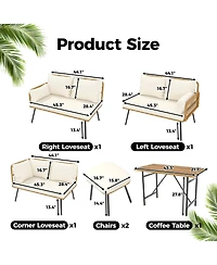 gaomon 6 Pieces Outdoor Wicker Patio Conversation Bistro Set