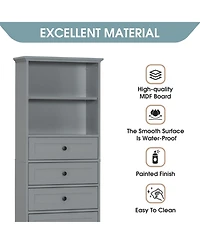 Rainsken Bathroom Storage Cabinet, with 3 Drawers and Adjustable Shelves, Modern Cabinet