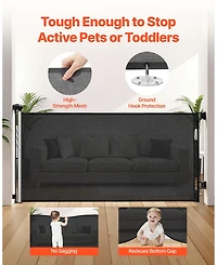 Cozito Extra Tall Retractable Baby Gate, 38.5 in Tall, Extends to 72.8 in Wide, Mesh Safety Gate w/ Security Lock, Indoor/Outdoor