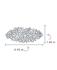 Bling Jewelry Crystal Pave Art Deco Style Cluster of Roses Brooch Pin Silver Plated