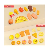 Bruce & Shark 56-Piece Kids Pretend Diner Playset, Toy Food Set with Hamburger, Fries, Sandwich & Waffle