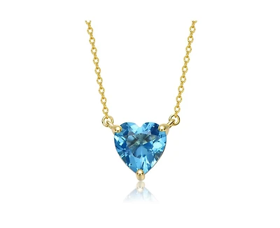 Rachel Glauber Radiant 14K Gold Plated Blue Cz Heart Pendant Necklace