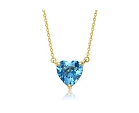 Rachel Glauber Radiant 14K Gold Plated Blue Cz Heart Pendant Necklace