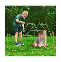 Slickblue 140PCS Glow Fort Building Kit for Kids Stem Construction Set