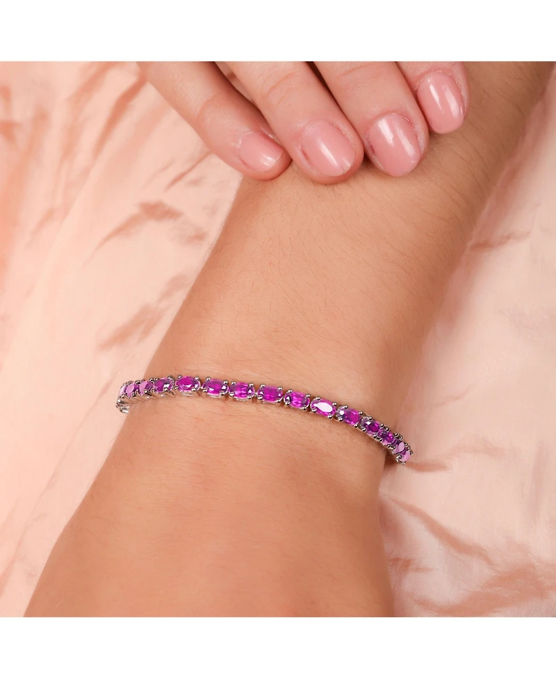 Bling Jewelry Traditional Natural Oval Topaz Garnet Strand Tennis Bracelet .925 Sterling Silver-7.5 Inch