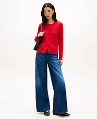 Tommy Hilfiger Women's Cable Knit Crewneck Cardigan Sweater