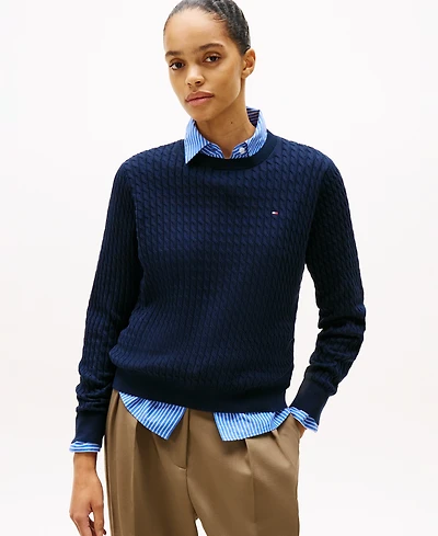 Tommy Hilfiger Women's Fine Gauge Cable Crewneck Top