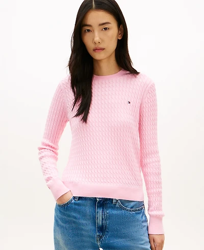 Tommy Hilfiger Women's Fine Gauge Cable Crewneck Top