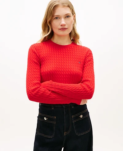 Tommy Hilfiger Women's Fine Gauge Cable Crewneck Top