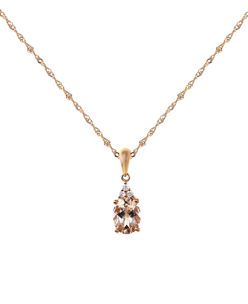 Macy's Morganite (1 ct. t.w.) & Diamond Accent Pendant Necklace in 10k Rose Gold