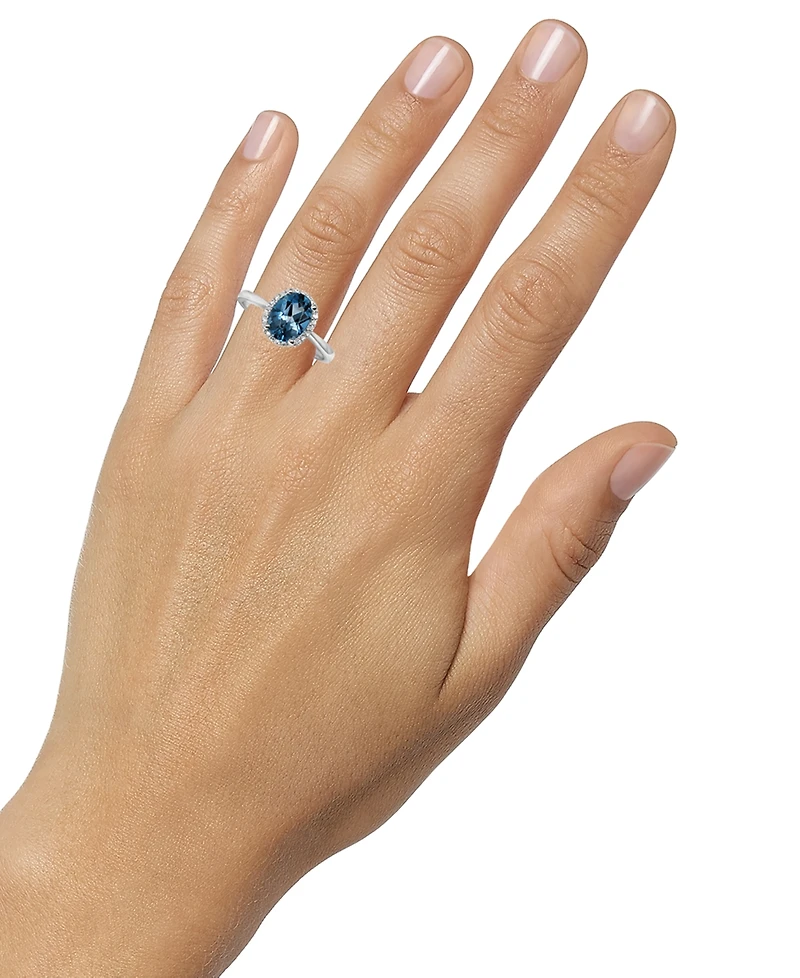 Macy's London Blue Topaz (2 ct. t.w.) & Diamond (1/20 ct. t.w.) Ring in 14k White Gold