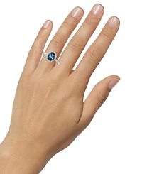 Macy's London Blue Topaz (2 ct. t.w.) & Diamond (1/20 ct. t.w.) Ring in 14k White Gold