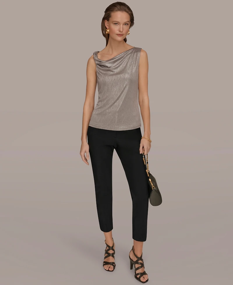 Donna Karan New York Women's Foil Asymmetric Neck Top