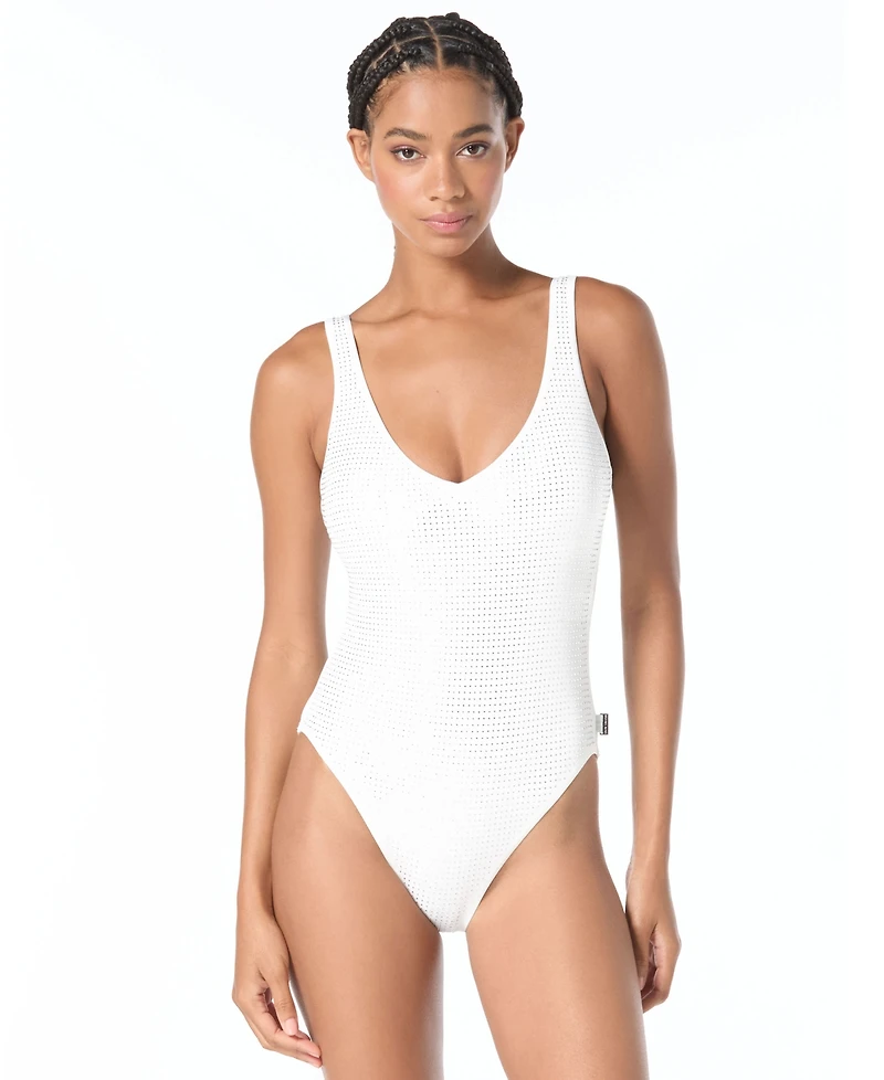 Michael Kors Women's V-Neck One-Piece Swimsuit