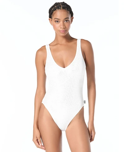 Michael Kors Women's V-Neck One-Piece Swimsuit