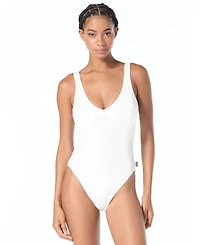 Michael Kors Women's V-Neck One-Piece Swimsuit