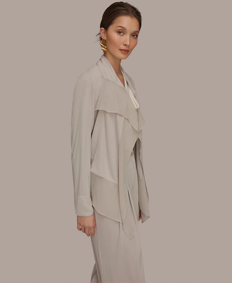 Donna Karan New York Women's Mixed Media Collared Neck Jacket