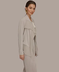 Donna Karan New York Women's Mixed Media Collared Neck Jacket