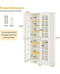 Tribesigns 67.5'' Tall Shoe Cabinet with Doors Set of 2, 8-Tier Shoe Storage Cabinet with Adjustable Shelves, Modern Shoe Organizer Shoe Rack Cabinet