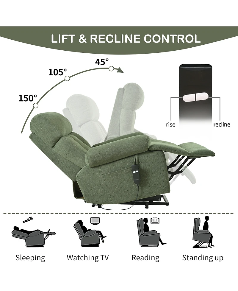 Clihome Electric Power Lift Recliner Chair for Elderly, Extra Wide Lift Chair with Remote, Soft Flannel Fabric Recliner for Living Room
