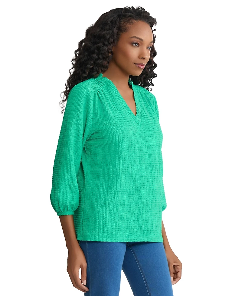 Jones New York Women's Smocked Shoulder Top