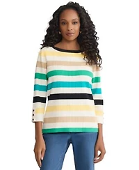 Jones New York Womens Boat Neck Stripe Top