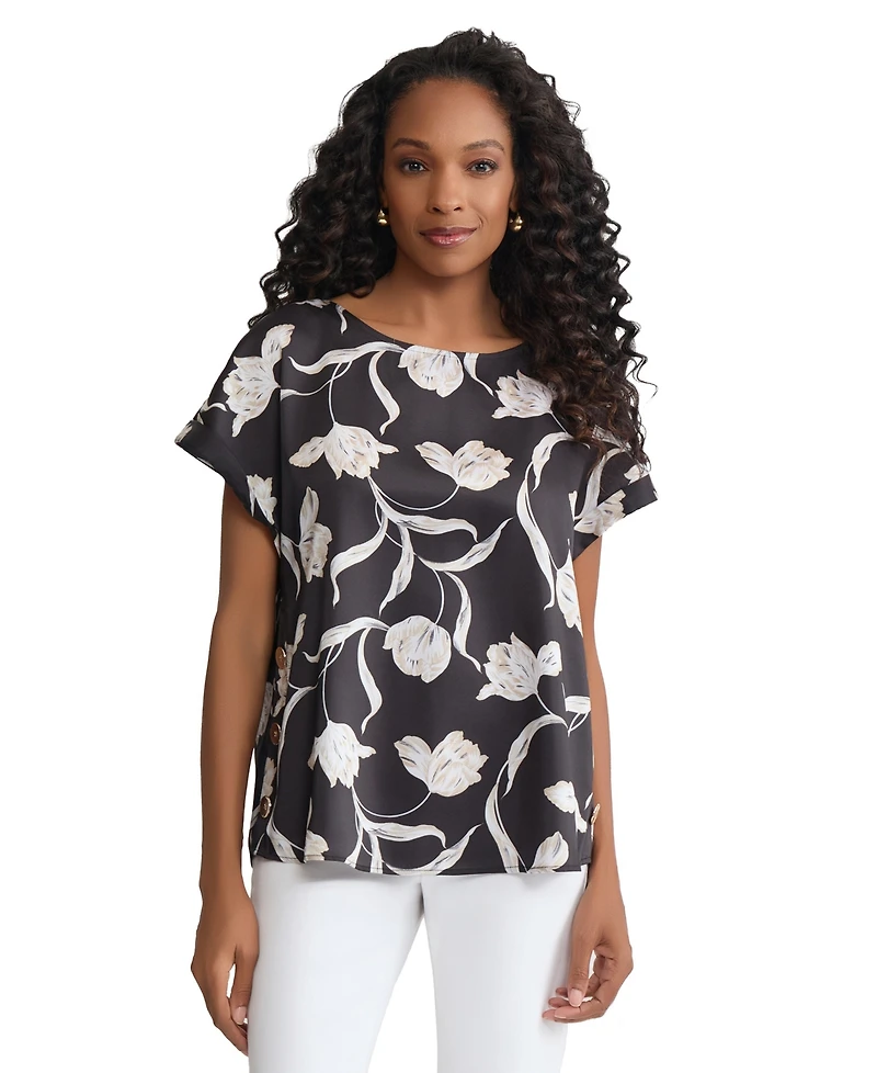 Jones New York Women's Boat Neck Short-Sleeve Top