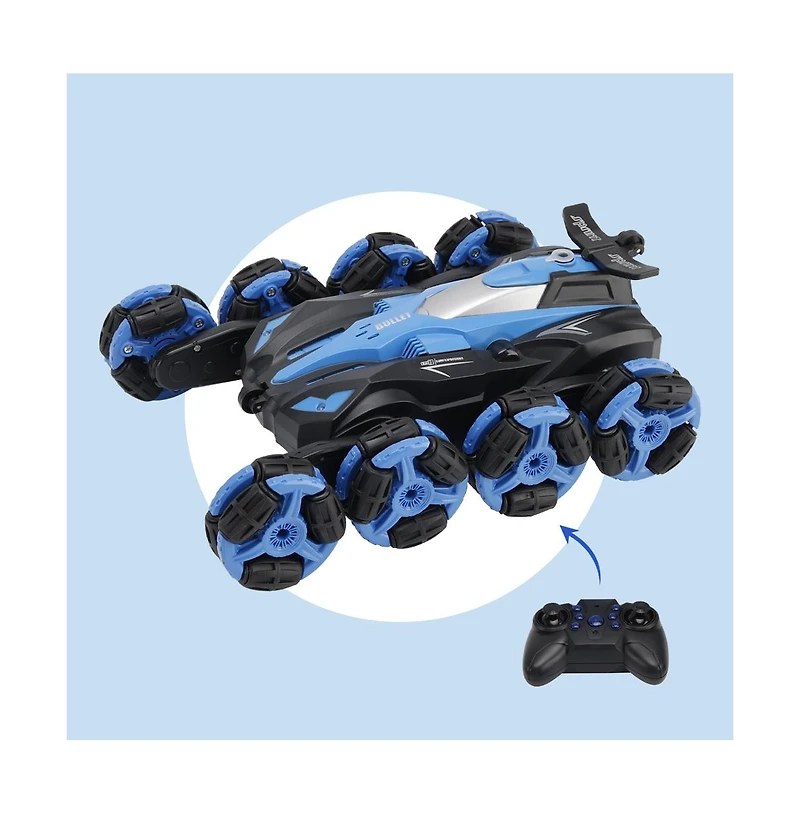 Bruce & Shark 8WD Gesture Control Rc Stunt Car with 360° Spins, Drifting, Fog Light Effects