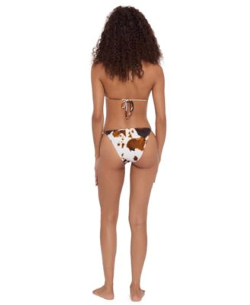 Steve Madden Womens V Neck Triangle Top Strap Side Bikini Bottoms