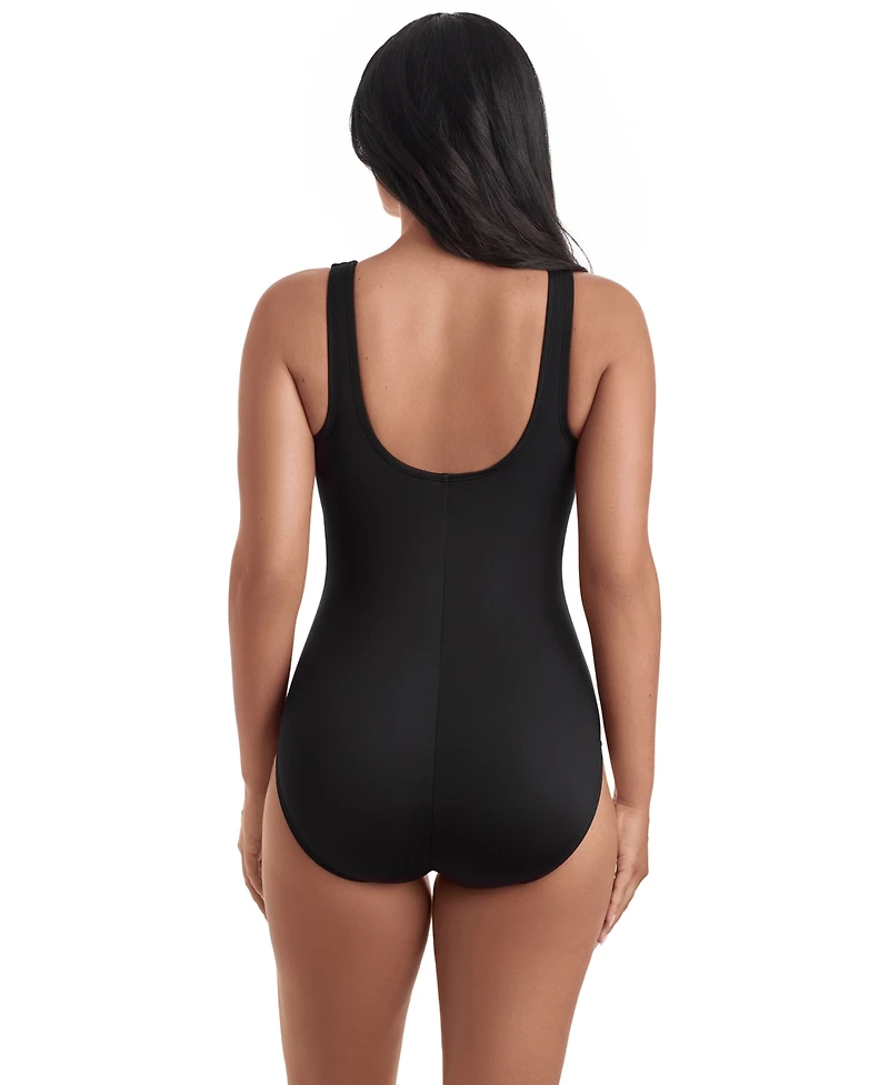 ShapeSolver Women's Binded Crewneck One-Piece Swimsuit