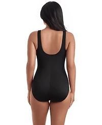 ShapeSolver Women's Binded Crewneck One-Piece Swimsuit