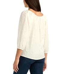 Bcx Juniors' Textured Scoop Neck Peasant Top