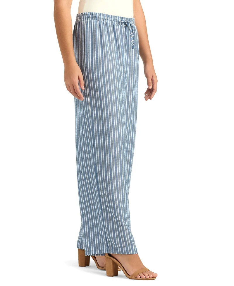 Bcx Juniors' Striped Wide-Leg Pull-On Pants