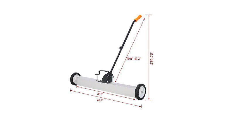 Flynama 36 Inch Heavy Duty Rolling Magnetic Sweeper with 30LB Capacity and Quick Release